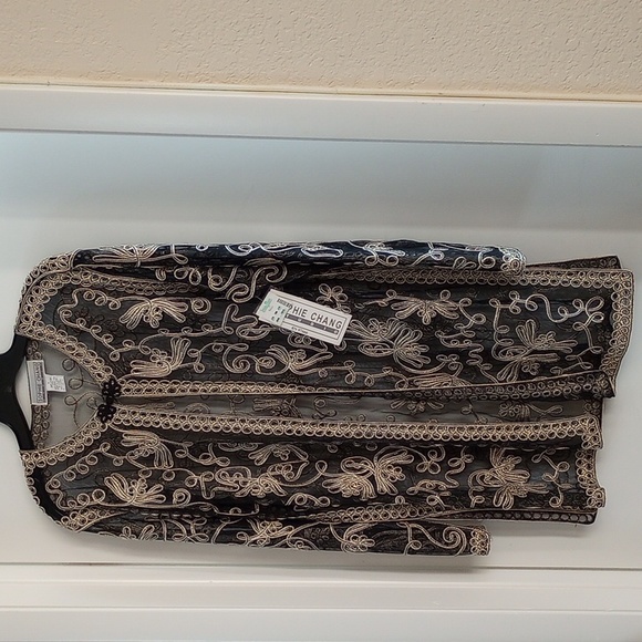 NWT Sophie Chang Sheer Cardigan Embroidered Large Lace Long Sleeve - Picture 1 of 8